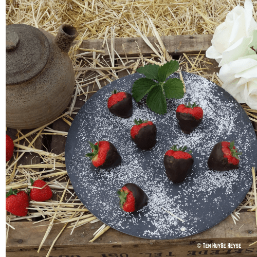 Aardbeien met chocolade